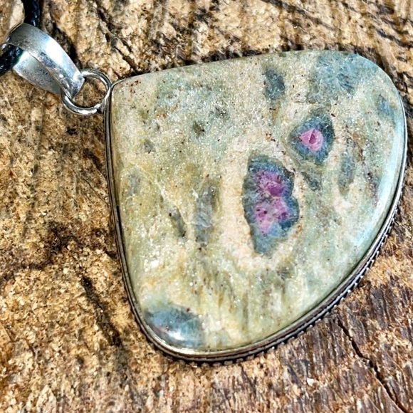 Blue Green Ruby Fuchsite Pendant 2” - Picture 5 of 12